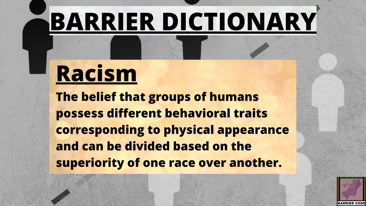 barrier_code's tweet photo. Important.

#BarrierDefinition #BarrierCode #Racism #Boston
-----------
Barrier Definition is a campaign to educate viewers on pertinent terms that relate to the work of Barrier Code to spark discussion about how they have played a role in our collective experience in society. https://t.co/uJrE0F8EQJ