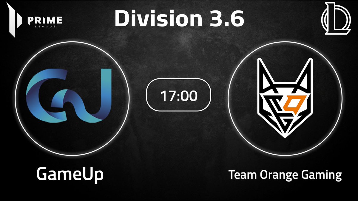 GameUp (@gameup_eu) on Twitter photo Today is our second day of the #PrimeLeague :
⏰ 17:00 UTC +2
🆚 <a href="/TOGfoxes/">TeamOrangeGaming</a>
We're looking forward to two great matches!
#LeagueOfLegends #eSports #GUwin Today is our second day of the #PrimeLeague :
⏰ 17:00 UTC +2
🆚 <a href="/TOGfoxes/">TeamOrangeGaming</a>
We're looking forward to two great matches!
#LeagueOfLegends #eSports #GUwin