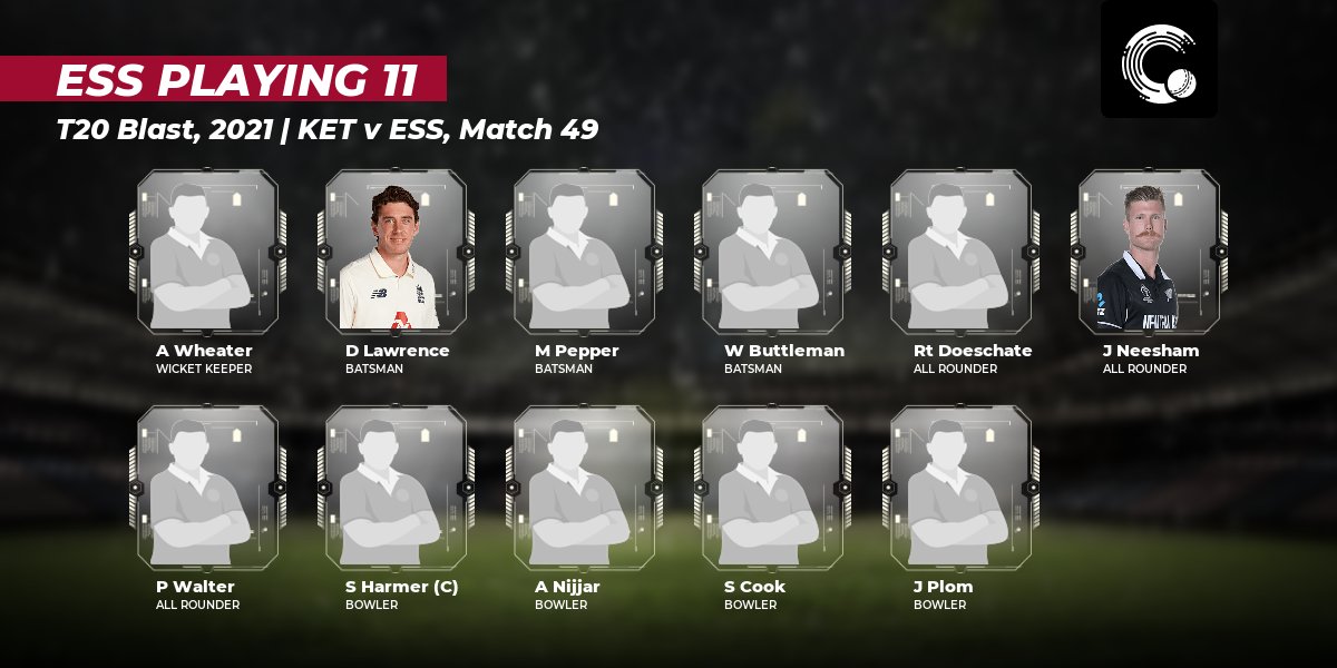 weRcricket's tweet photo. Essex won the toss and elected to field.
#TC #KETvESS #ESSvKET #KETvsESS #ESSvsKET
Here are the playing XIs for both teams. https://t.co/CqP2RCzqpS