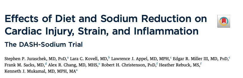 akhadilkarMD's tweet photo. The DASH-Sodium Trial: Effects of Diet and Sodium Reduction on Cardiac Injury, Strain, and Inflammation. How does the DASH Diet with Sodium restriction impact cardiac biomarkers? Interesting study published in @JACCJournals! @XavierPrida @KoushikReddyMD @USFIMres #Cardiotwitter https://t.co/kEKtTL5nSJ