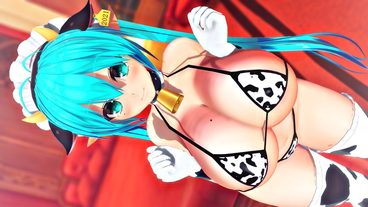 ちちのひなのでうしのこエステルちゃんです #COM3D2 #もう一度TLを牛柄ビキニでいっぱいにしたい 