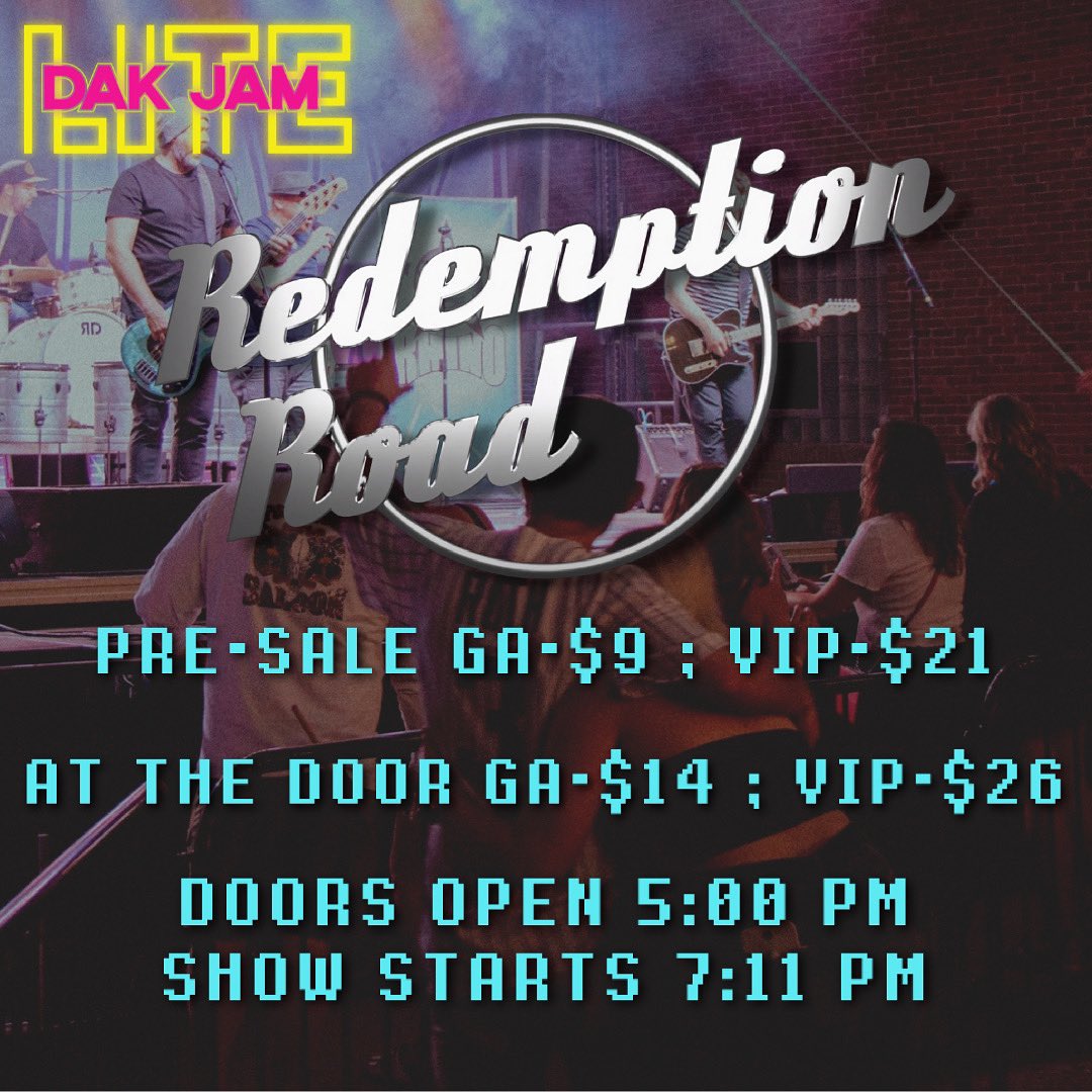 daktvproduction's tweet photo. Come check out night two of #DakJamLite featuring Redemption Road. Get a night full of your favorite country music from today and yesterday. It’s all at the Freight House tonight, so don’t miss it!

🎫 Get tickets now at https://t.co/NbM01alAqy 

#DakJam21 #NightsofNostalgia https://t.co/DCZWV0SXQz