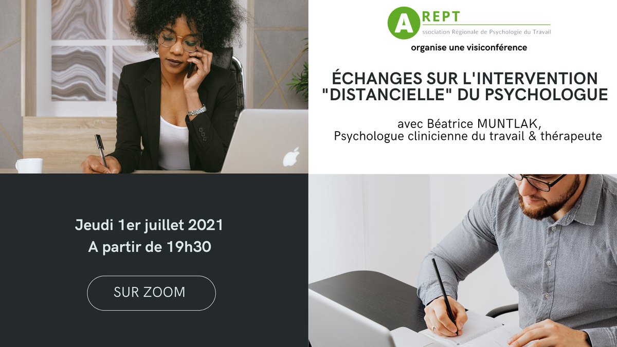 areptaquitaine's tweet photo. TADAAAAM ! Notre prochain évènement abordera l'intervention "distancielle" du psychologue ! Inscriptions gratuites en suivant ce lien : https://t.co/HZEMp1lsH7… #psychologue #psychologie #teleconsultation #psychologiedutravail https://t.co/XW64uNV3vp
