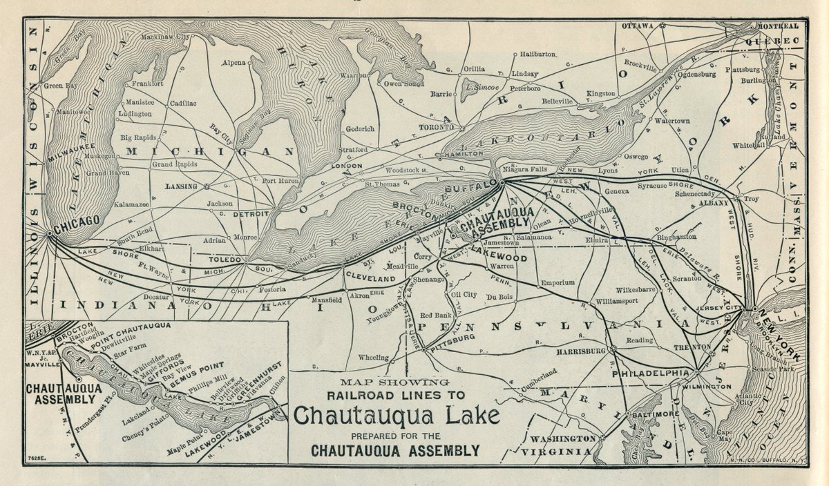 chqarchives's tweet photo. Map Showing Railroad Lines to #ChautauquaLake Prepared for the #Chautauqua Assembly (@chq), 1896.

#MapMonday #CHQmaps https://t.co/zrXoJbCjFf
