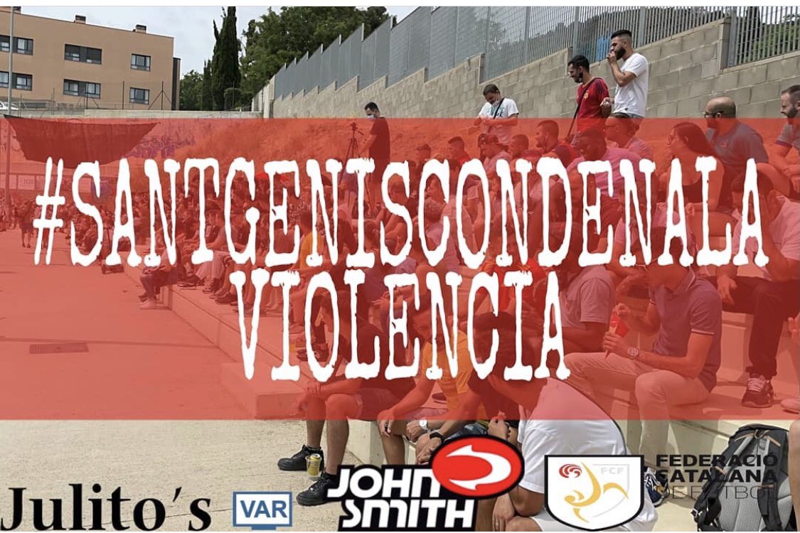 [NO VIOLENCIA] Buenas tardes desde <a href="/SGPENITENTES/">SANT GENIS-PENITENTES CD</a>. Queremos hacer una publicación de manera OFICIAL para mostrar nuestra más sincera condena a la violencia en los campos. Nos desmarcamos totalmente de cualquier acto de este tipo. SANT GENIS CONDENA LA VIOLENCIA!