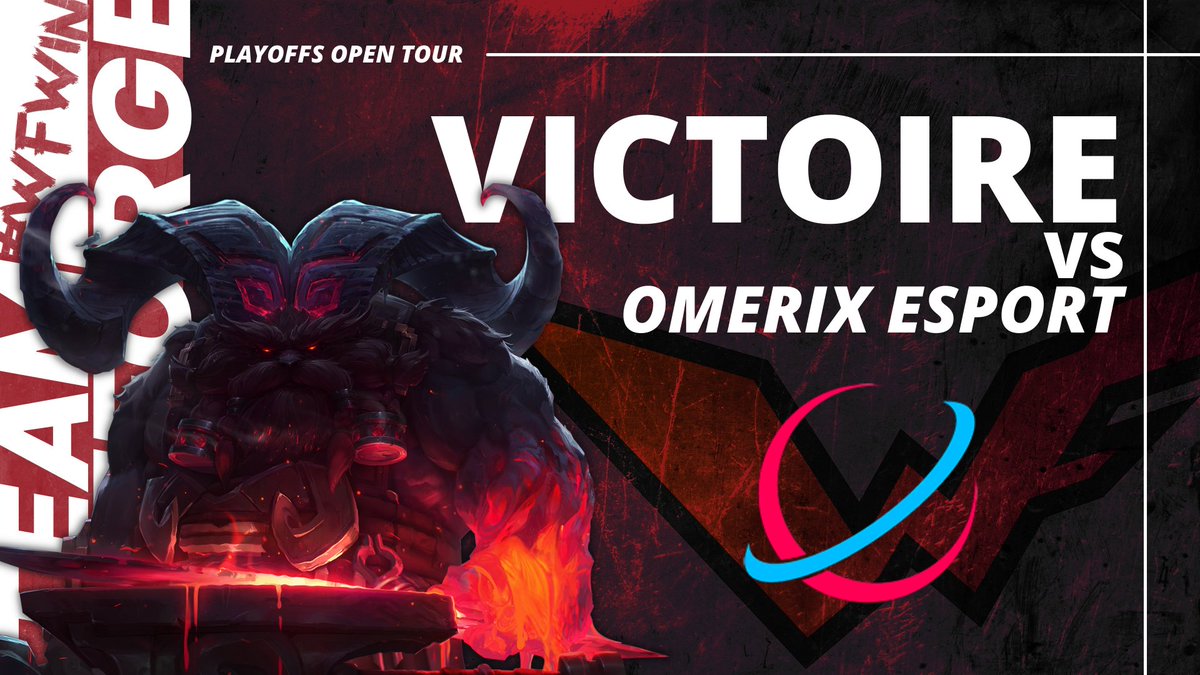TeamWeForge's tweet image. 🏆 PLAY-OFFS #LoLOpenTour

✅ Victoire  🆚 @OmerixEsport !!!

Prochain match en Tie Break contre @TeamBDS   

📺 twitch.tv/teamweforge

#WFWIN #SportAngers #LaDalleAngevine