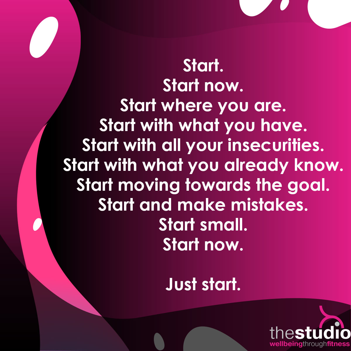 We love this. It encompassed everything we believe in about starting something new, or daunting, like exercise. Just make the first step towards the start and the rest will go from there! ✨