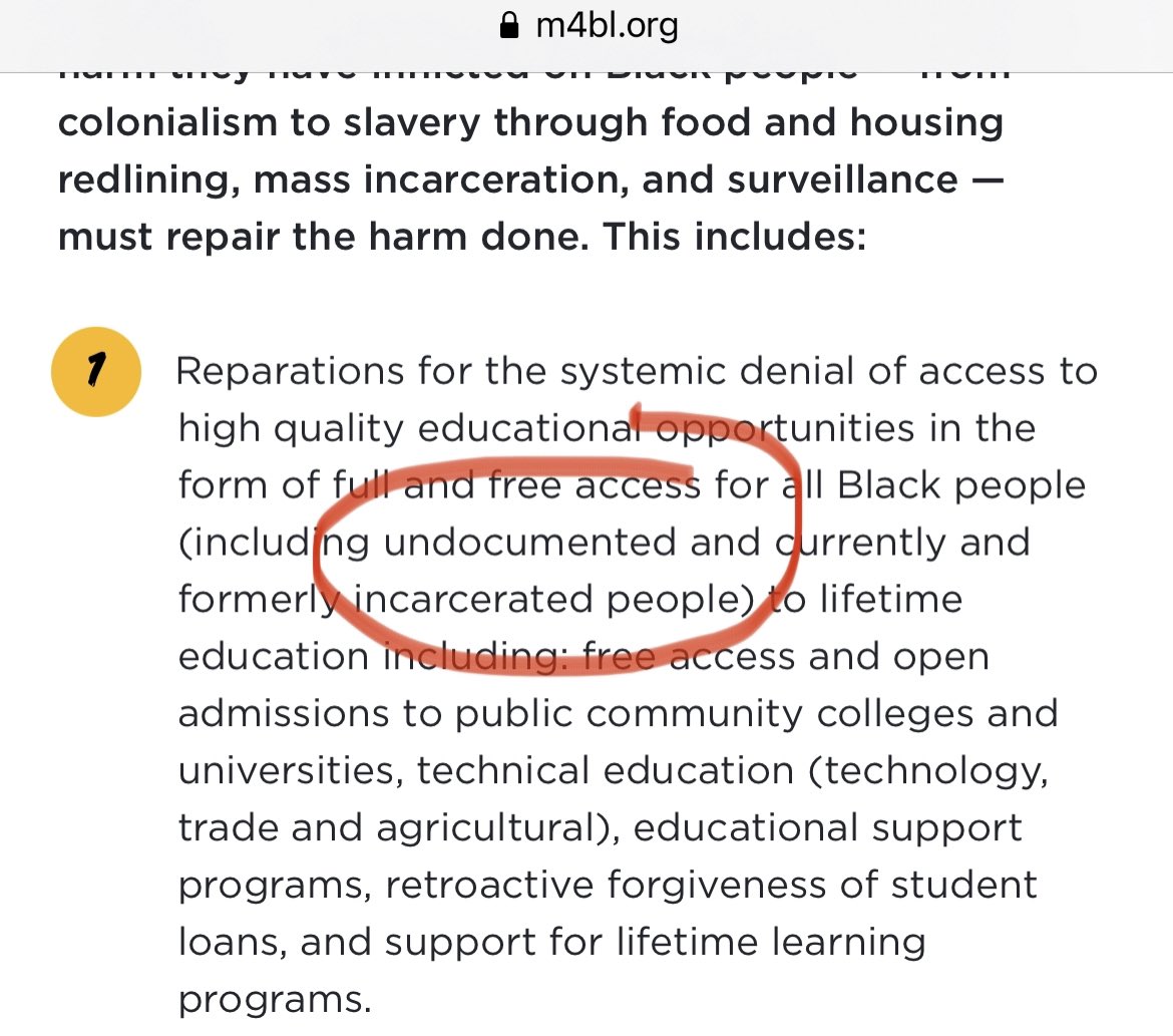 tonetalks's tweet photo. @chefcarney @BreakingBrown @ADOSorg M4BL reparations page is WRONG. It doesn’t show a rudimentary understanding of the debt. Undocumented Blacks are nominal in size and would not be included in a reparations program. M4BL does not understand reparations is for particular #ados families. https://t.co/irIP3FB9Jq https://t.co/HLkPY58jzH