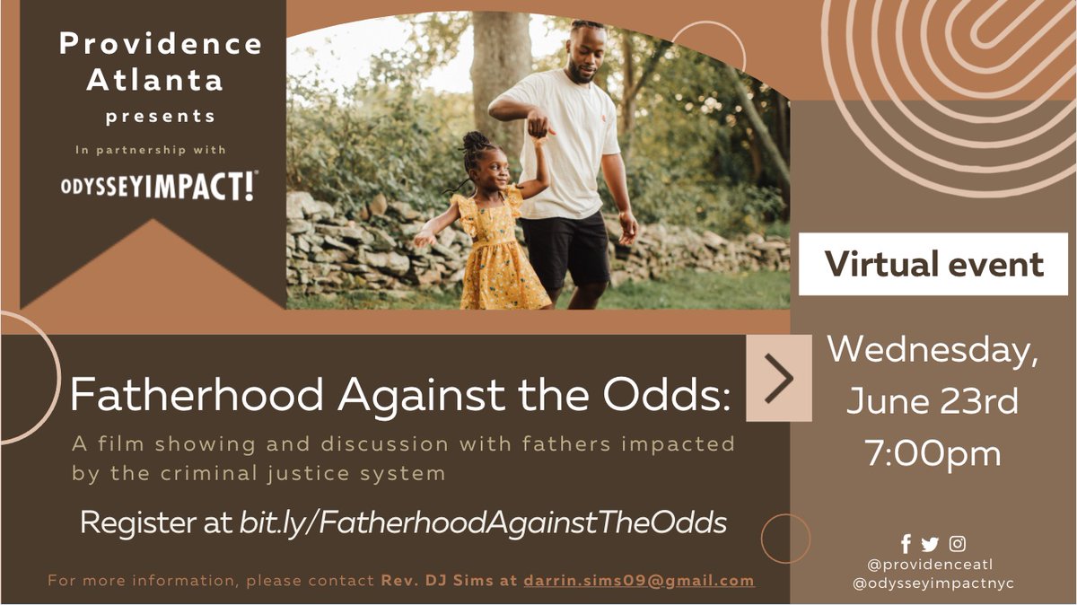 OdysseyImpactNY's tweet photo. This #FathersDay millions of dads + their children are apart because of incarceration policies that discriminate against people of color, and families who are poor. Join us with @ProvidenceAtl for a screening of #RunForHisLife and discussion: https://t.co/H3V8xSiUGj @DarrinLSims https://t.co/G9cyxGkLU4