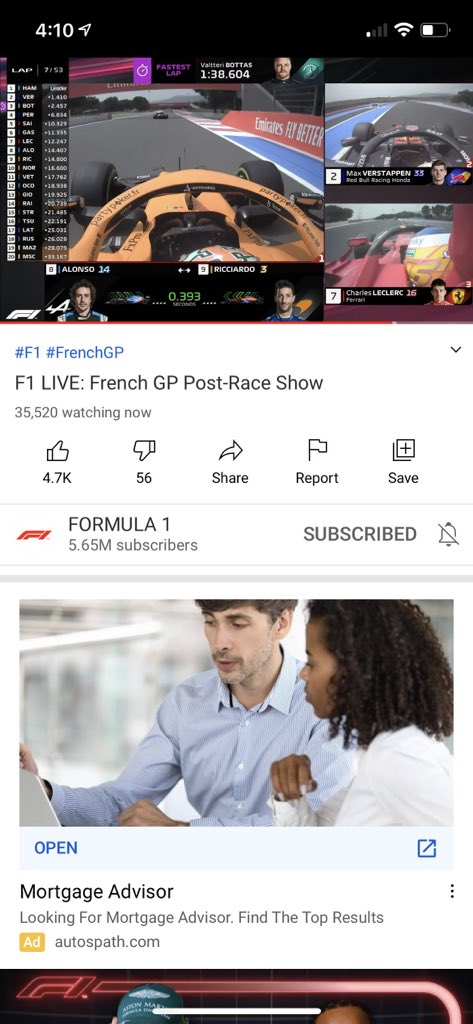 F1 accidentally streamed the entire race on YouTube 😭😭😭