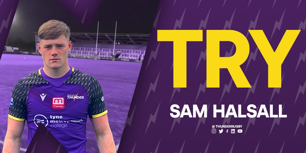 ThunderRugby's tweet photo. TRY⚡

On a special day, Sam Halsall as scored a special try. 

He leaps into the air and picks out the ball. He does very well to keep control to score in an emphatic style. 

@joshw576 adds the extra's once again. 

⚡24 - 0🔴 https://t.co/vYO2JhgvwS