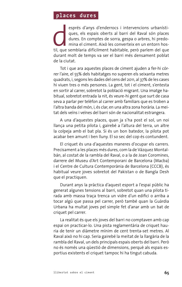 jotaemi's tweet photo. Fa un temps, quan escrivia 'Retrats de la Barcelona comunitària', vaig poder parlar amb moltes persones vinculades a @Criquetbcn que em van ensenyar la importància d'una mesura com aquesta. Aquí podeu llegir el capítol «Llibertat sobre el ciment»: https://t.co/J00CBImCYR https://t.co/ufmG9w880E