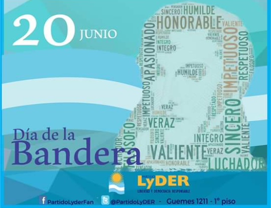 PartidoLyder's tweet photo. Hoy honramos con orgullo el mayor de los legados del Gral. Belgano, Nuestra Enseña Patria !!
¡Aquí está como el cielo refulgente, ostentando sublime majestad, después de haber cruzado el continente, exclamando a su paso Libertad, Libertad, Libertad !!!
#FelizDíaDeLaBandera 🇦🇷 https://t.co/HEI4PmyglR
