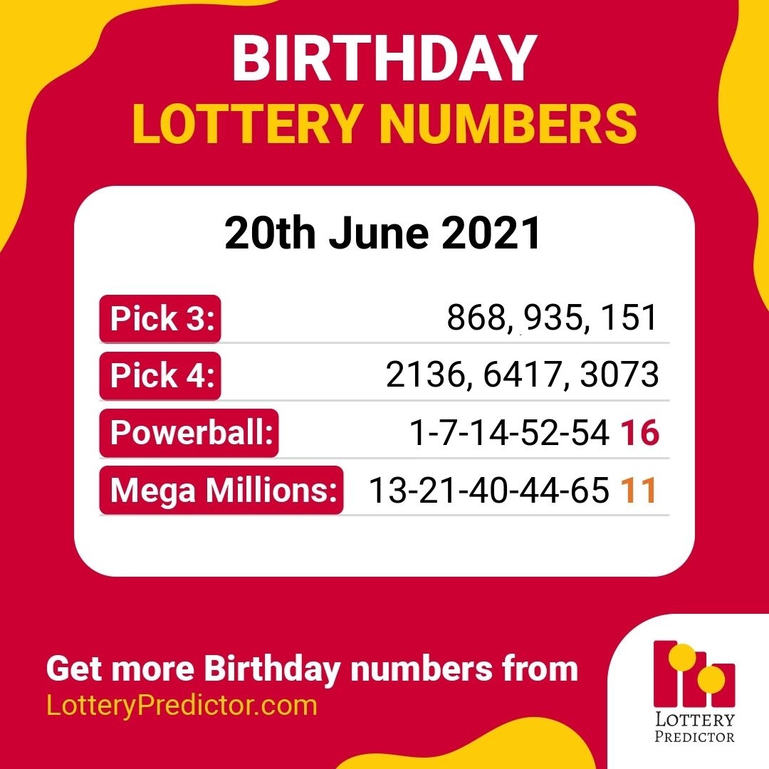 Birthday lottery numbers for Sunday, 20th June 2021
#lottery #powerball #megamillions https://t.co/eA4SLROJAR