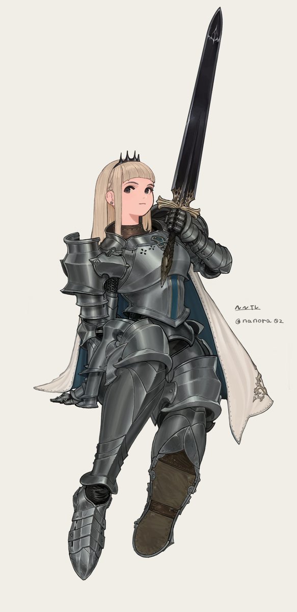 1girl armor solo weapon sword blonde hair long hair  illustration images