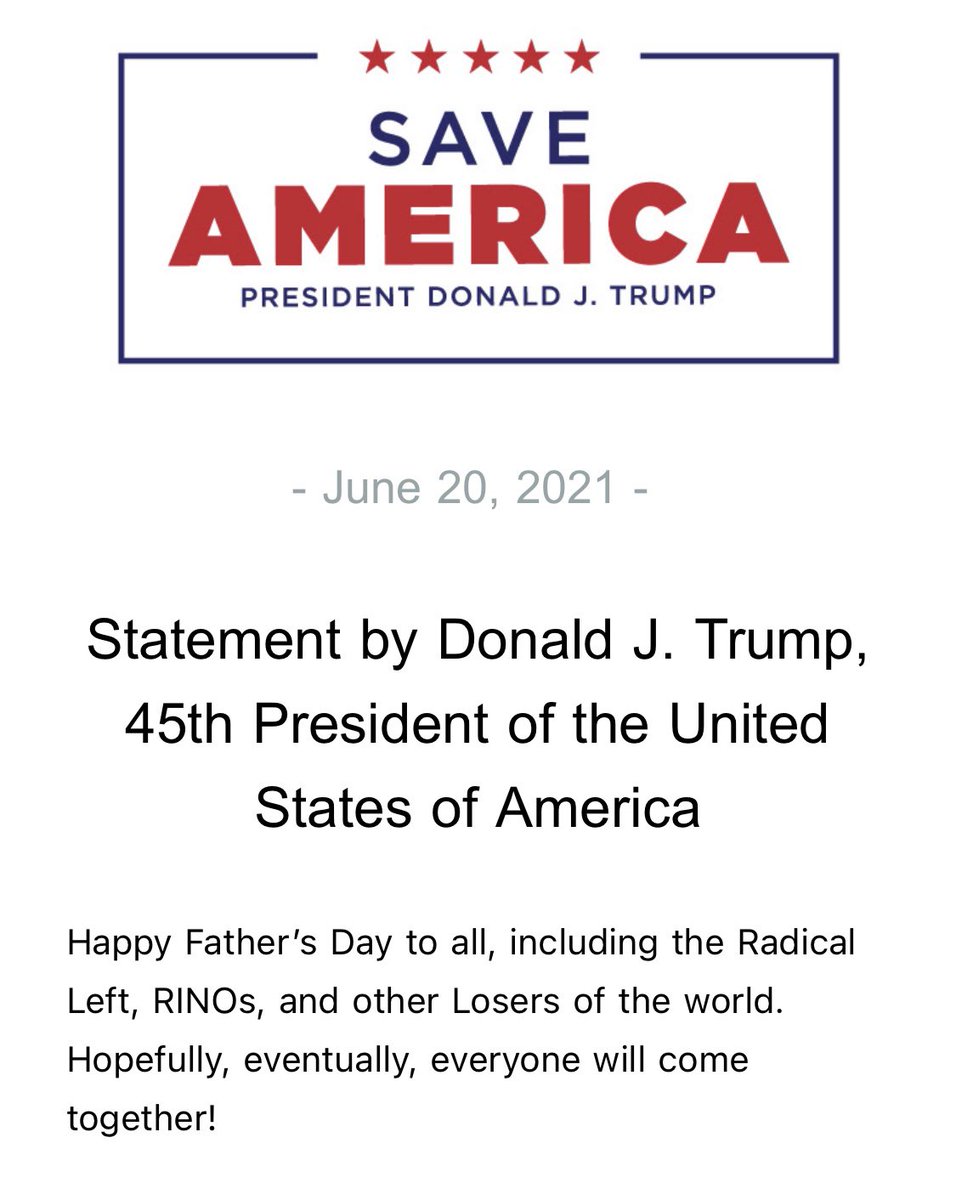 Statement by Donald J. Trump, 45th President of the United States of America