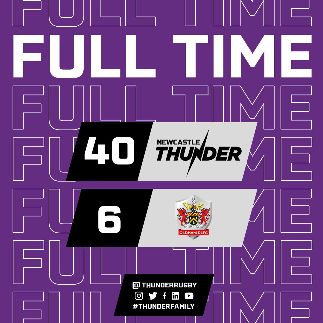 ThunderRugby's tweet photo. FULL TIME⚡

A special afternoon at Kingston Park as Newcastle Thunder come out on top after a dominant performance, giving us a crucial win. 

#ThunderFamily https://t.co/EzvMPnKdQp