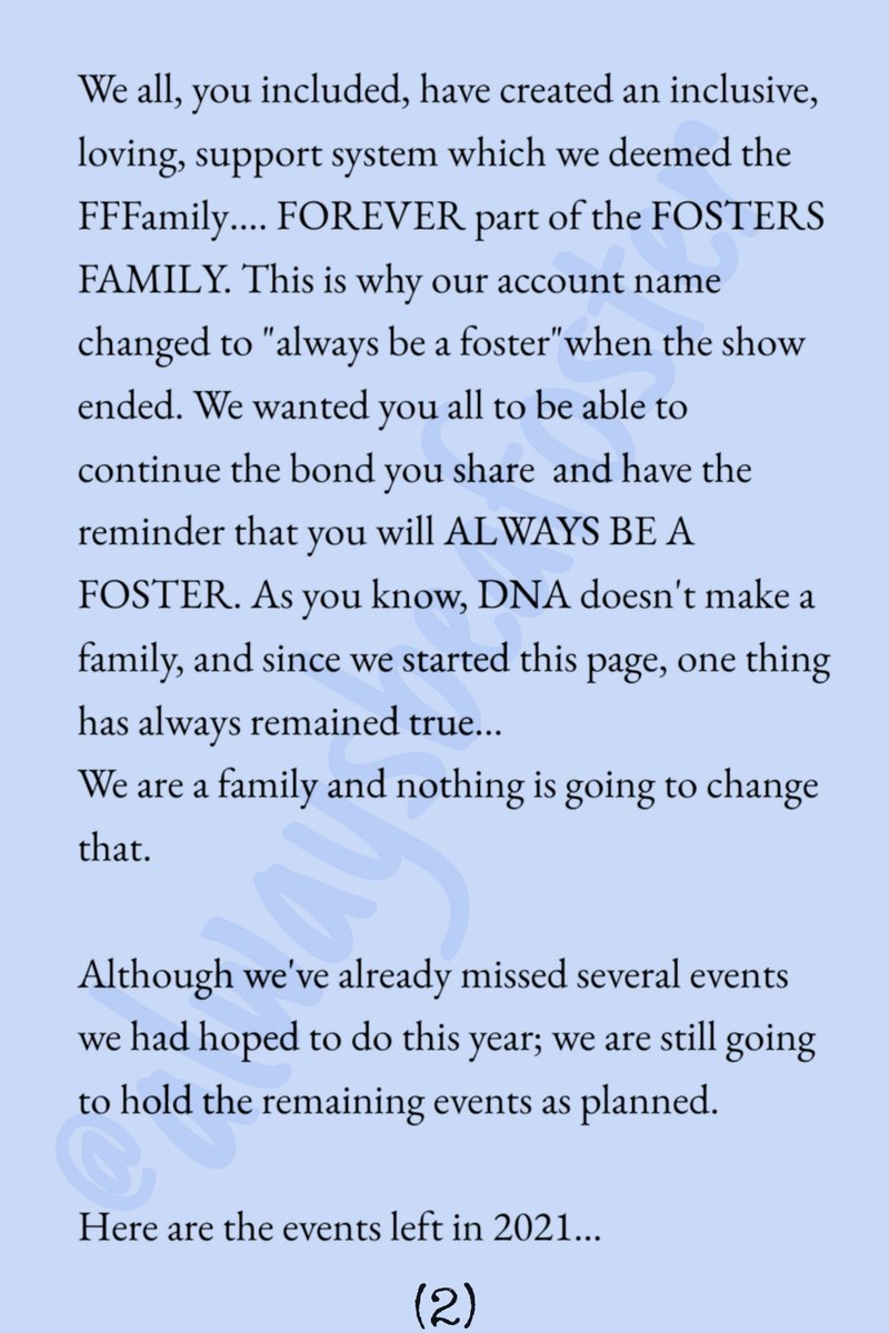 AlwaysBeAFoster's tweet image. Dear #FFFamily,

We're back...sort of...

First, we would like to apologize for the lack of communication &amp;amp; missed events; unfortunately our account was hacked.(Guess someone knew our snake's name was "snakey" 😉😁😛)

Please read pics below.

🏡

#TheFosters @TheFostersTV