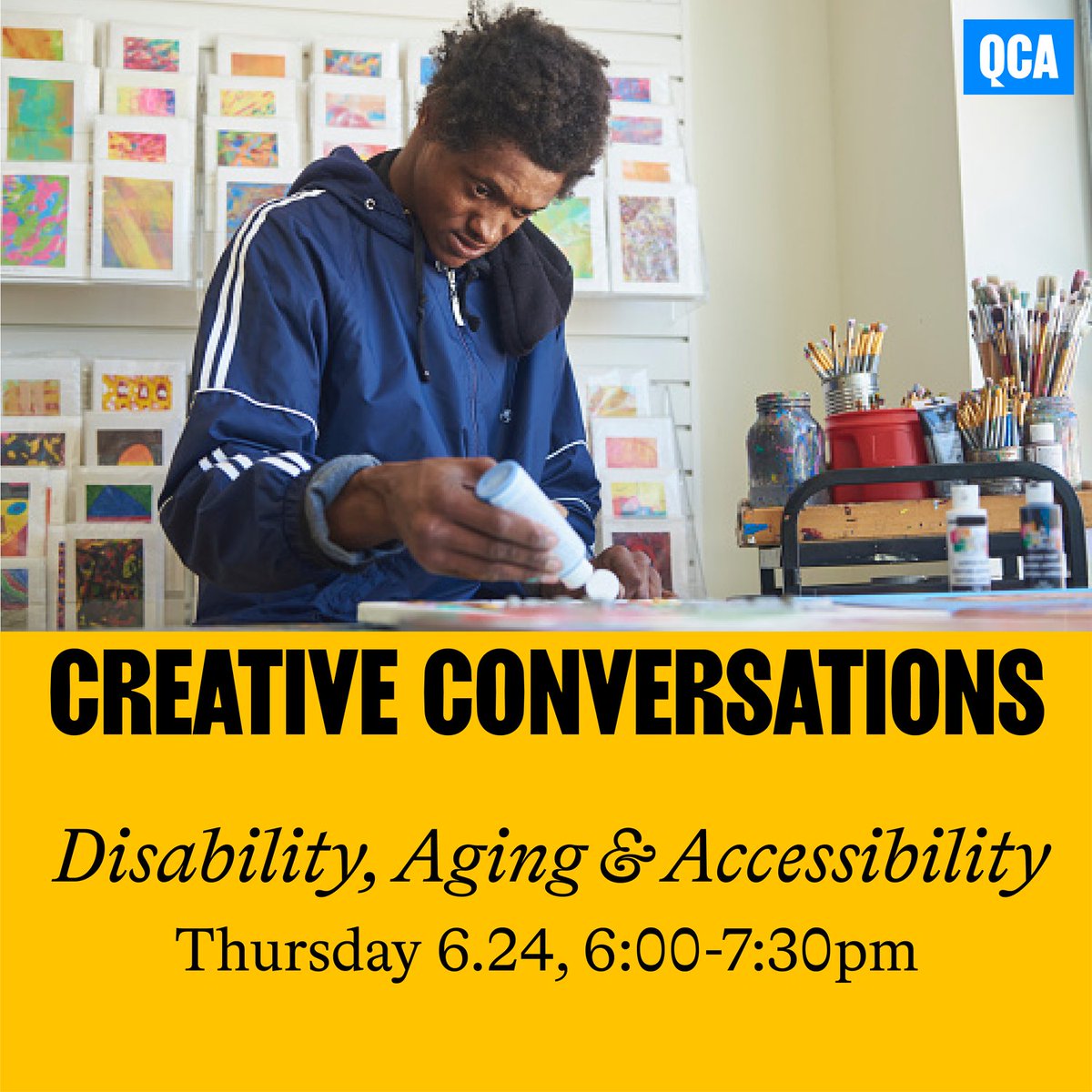 QNSArts's tweet photo. Artists &amp; community members of all abilities: you're invited to join us via zoom on Tuesday, June 24th from 6:00 - 7:30pm discuss issues pertaining to disability, aging, and accessibility. This event is hosted in partnership w/ @NYCDisabilities RSVP: https://t.co/UNXWs48TUY https://t.co/zMt3mbB6LK