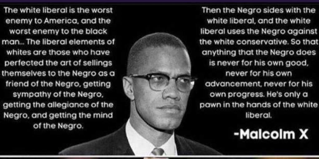 TheRightMelissa's tweet photo. @tariqnasheed Black people who support CRT remind me of what Malcolm X said. White liberals didn’t come up with Critical Race Theory to benefit black people. It is their way to weaponize black plight for their own Marxist agenda https://t.co/KZVTPJmjiH