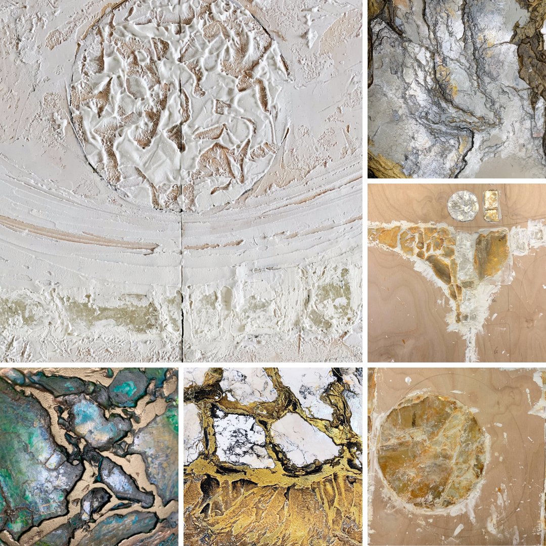 ArtSandercock's tweet photo. Creating new abstracts inspired by the Cornish coastal rocks using natural mica crystals and gorgeous metallic paints! See videos of works in progress on Instagram https://t.co/NcsRGuHYex https://t.co/Vd0TReZfZx