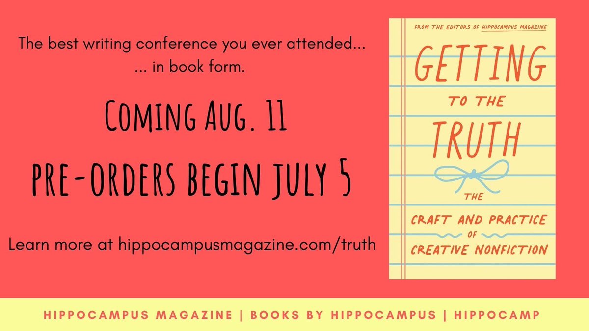 Want to improve your #cnf #writing skills, combat impostor syndrome, tackle a complicated family story, or generate a ton of #essay ideas in one sitting? We got you. Pre-orders for “Getting to the Truth” from @hippocampusmag start July 5th!