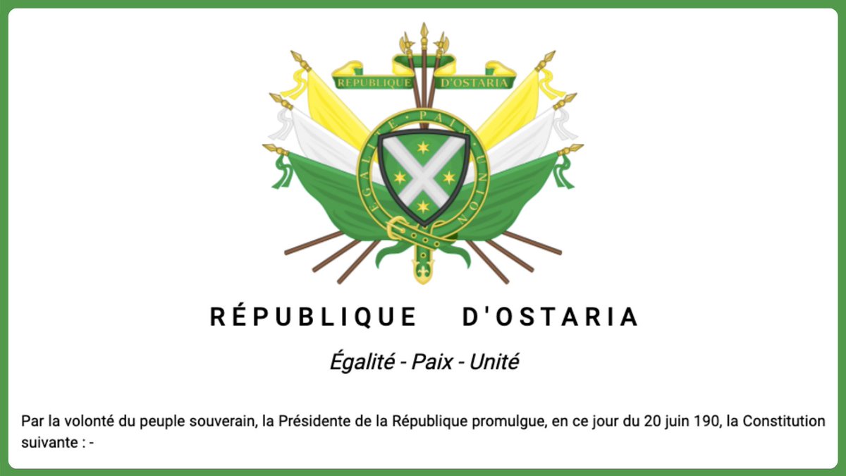 RPGNationsfr's tweet photo. [Ostaria] 🟢 Soumise à référendum, la Constitution de la IVème République d'Ostaria a été approuvée par 88,5% des électeurs ostariens. Celle-ci a été promulguée par la Présidente Lucie Calenbek-Sothriopositi.

➡️ https://t.co/dxHiNFsZFM https://t.co/CYivDJoI0I