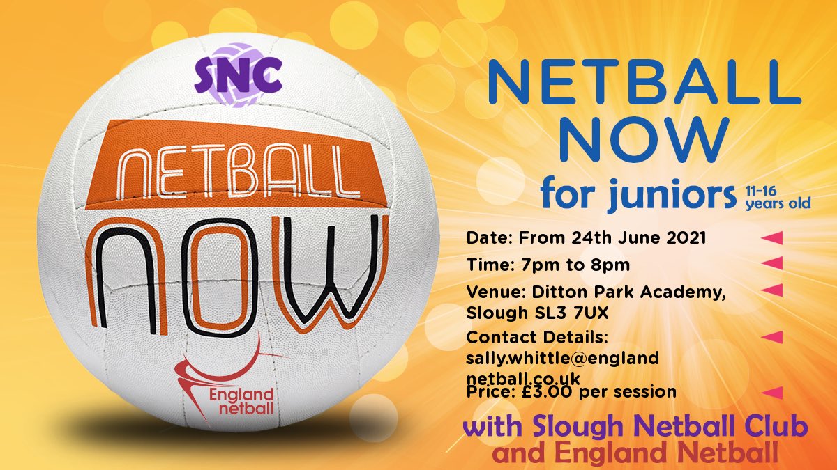 SloughNetball's tweet image. Junior &amp;amp; adult netball starts from Thursday 24th June at Ditton Park Academy, Slough. 
Email sally.whittle@englandnetball.co.uk for info 😀🏐

#netball #englandnetball #sloughnetballclub #netballgame #netballtraining #training #slough #windsor #langley #maidenhead @ActiveSlough