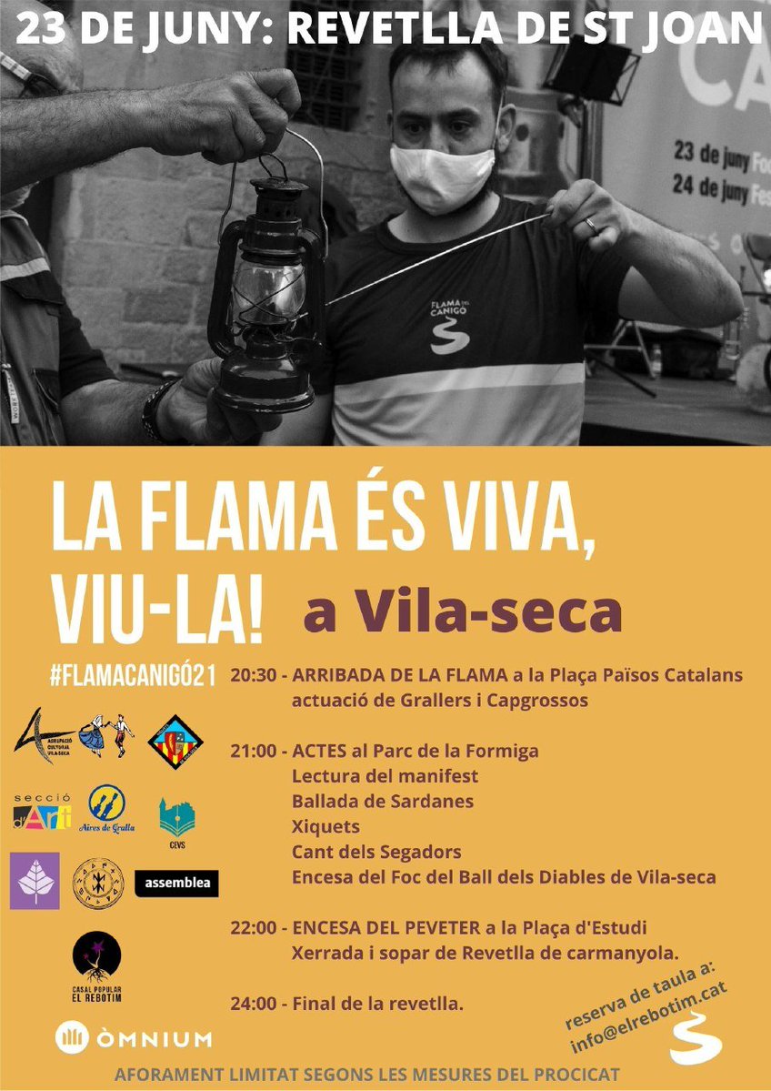 VSxI's tweet photo. Les entitats de Vila-seca ens hem organitzat, un any més, per a rebre la flama del Canigó. #flamacanigó21 @assemblea @OmniumTarragone https://t.co/ci3kvhhpZs