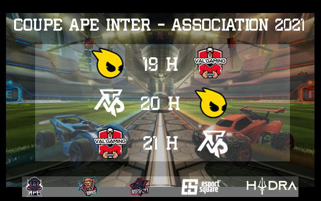 🔥Dernier Jour de Phase 1 de la Coupe APE 2021

⬇️Voici les 3 derniers matchs

<a href="/DLTEsport/">DayLight ESC</a> ⚔️ <a href="/ValGaming17/">Val'Gaming</a> 
<a href="/tonaryesport/">Tonary eSport</a> ⚔️ <a href="/DLTEsport/">DayLight ESC</a> 
<a href="/ValGaming17/">Val'Gaming</a> ⚔️ <a href="/tonaryesport/">Tonary eSport</a> 

🏆Event #esport #RocketLeague organisé par <a href="/APEassociation/">A.P.E. Association🐒</a> sur <a href="/esportsquare/">Esport Square</a> 

esportsquare.net/tournament/O8k…
