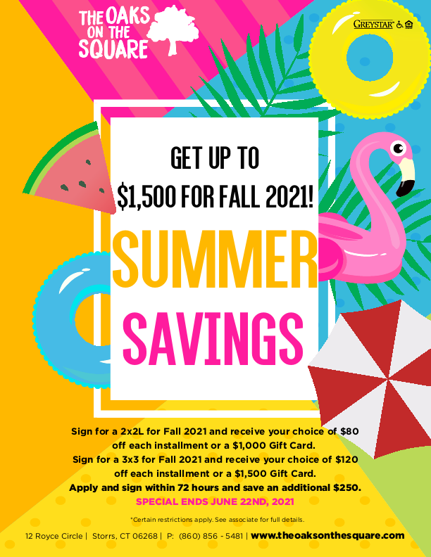 OaksOnTheSquare's tweet photo. 2 more days! 2x2 and 3x3 Special ends June 22. Do not miss out. #specials #uconn #uconnation #uconnoffcampus #uconnstorrsct #storrsct #mansfieldCt #studentliving #apartmentliving #modernliving #apply #signlease #apartmentsforrent https://t.co/x80UJtJ8kX