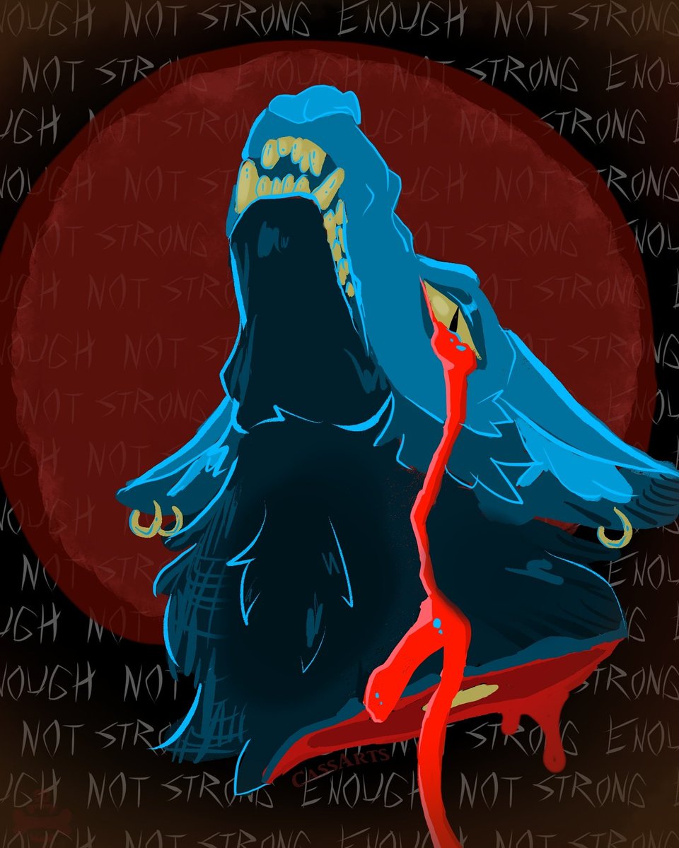 CassArtsStudio's tweet photo. "Not Strong Enough" Taro vent art. Experimented with a LOT in this piece. Hope your eyes like it haha 😄
#furry #fursona #ventartwork #ventart #furryvent #blood #text #tears #wolf https://t.co/CHuEzeQX5X