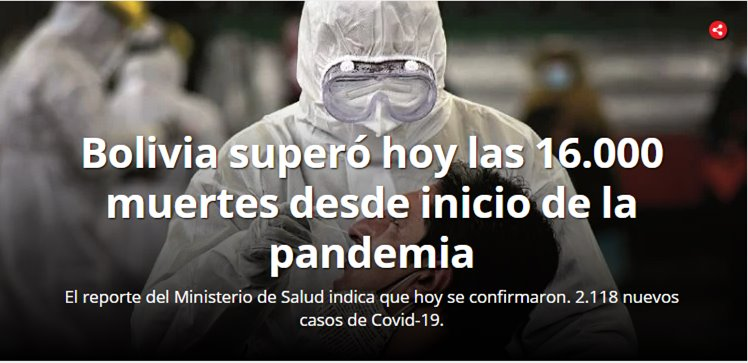 MonicaAparicioA's tweet photo. #Bolivia
📰Diario del aguante
🗓️Día 159
#LaPaz
1⃣Segunda ciudad con más casos #COVID19
2⃣Agoniza por la ausencia de Sistema de Salud
3⃣Inmovilizan al alcalde y buscan detención domiciliaria
4⃣Cada 15 min. un boliviano muere
5⃣Cada 45 seg. se contagia 1 persona
6⃣16.088 decesos https://t.co/IwYU50O6aO