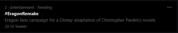 Its_a_Me_Dingo's tweet photo. WE BREACHED 20K @paolini #EragonRemake https://t.co/a5XWMJN224