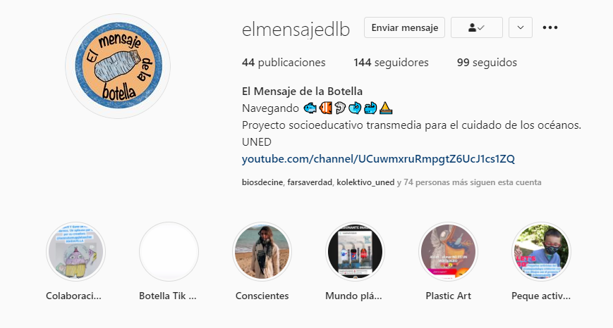 En la red social #instagram de <a href="/elmensajedlb/">ElMensajeDeLaBotella</a> veréis imágenes de los mensajes que nos han ido llegando y las campañas que hemos hecho, también recursos, noticias y colaboraciones.
#elmensajedelabotella <a href="/TransformandoF/">Transformando Futuros</a> 

instagram.com/elmensajedlb/
