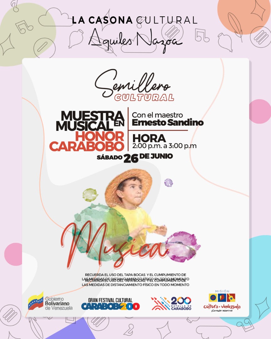 Los niños rendirán  honores a nuestra gran Victoria en Carabobo
#Carabobo200 
#JunioBicentenario 
<a href="/VillegasPoljak/">Ernesto Villegas Poljak</a> 
<a href="/minculturave/">Ministerio del Poder Popular para la Cultura</a> 
<a href="/reddearte/">Fundación Red de Arte</a> 
<a href="/VeMisionCultura/">Misión Cultura</a> 
<a href="/redesipc/">IPCVenezuela</a> 
<a href="/LibreriasDelSur/">Librerías del Sur</a>