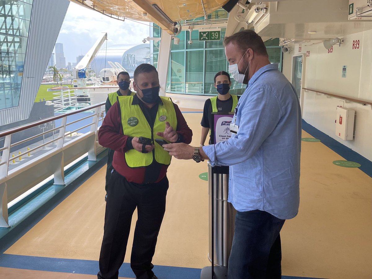 NickWeirShowbiz's tweet photo. I just had a significant and proud moment on a personal and a professional level. ~As the primary named inventor of the completely reimagined, redesigned #Muster2.0, #eMustering, day 1 safety exercise, (which will revolutionize Cruising), I just did it for the first time. Cool!🟡 https://t.co/DDSzddgaRC