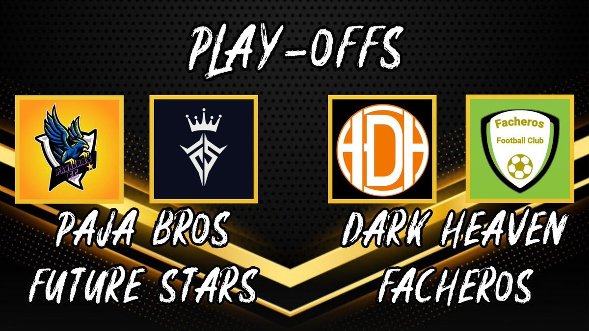 LigaNameless's tweet photo. ❗ PLAYOFFS CONFERENCIA 1.

❕@DarkHeaveeen vs @LosFacherosFC.
❕ @PajaBrosFC vs @Future_StarsFC. https://t.co/Tj7RziuCOj