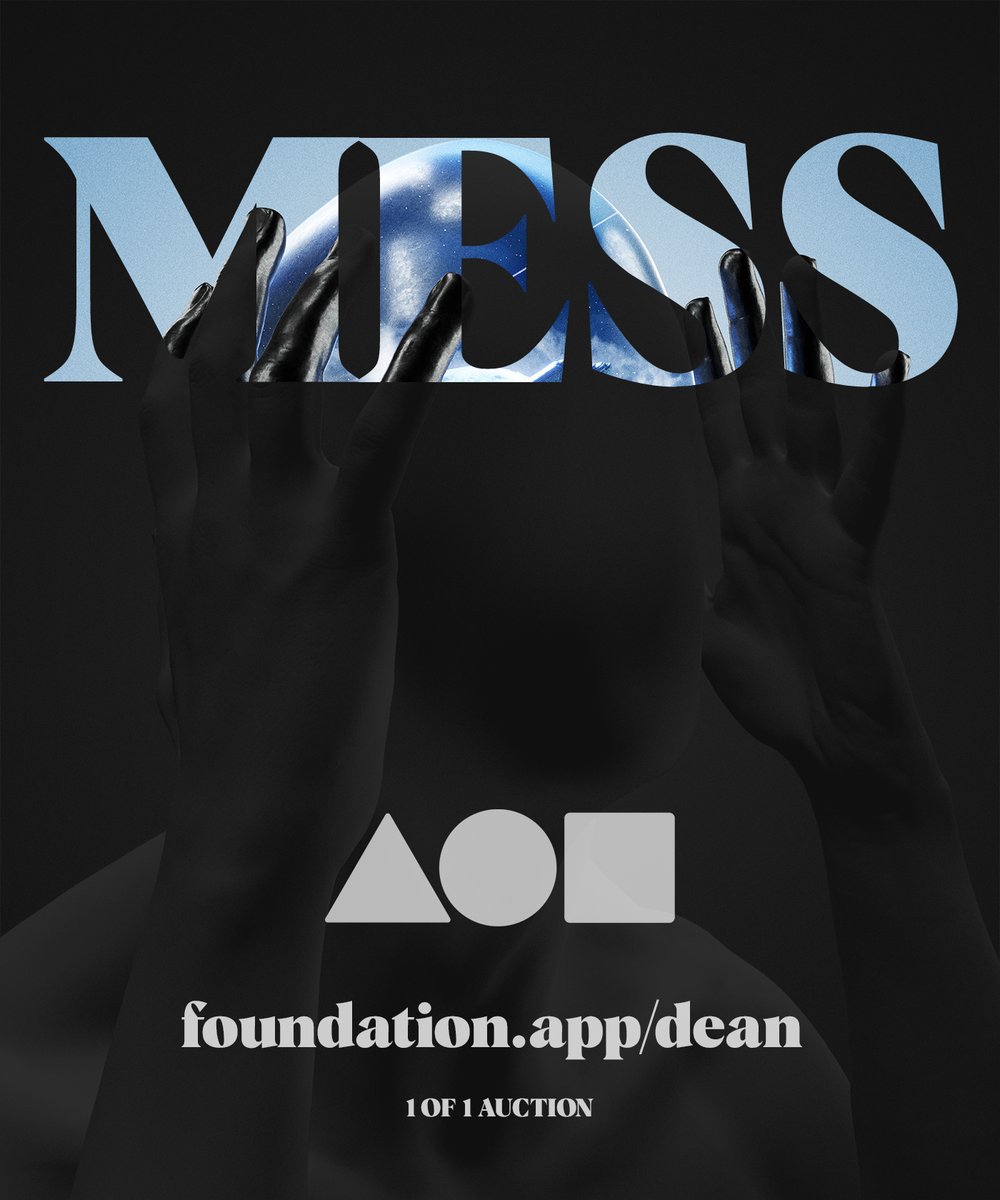 And it happened! "MESS" is available on @withFND!🌐
1 OF 1 AUCTION ▫️ ONLY Ξ 0.7
foundation.app/@Dean/mess-516… 
Give RT, it really matters.💖

#cryptoart #artnft #NFT #NFTs #digitalart #Auction