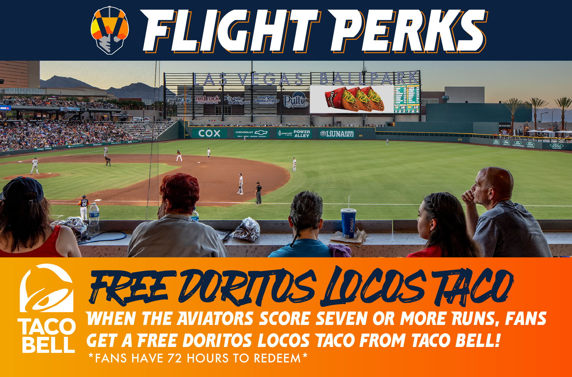 Las Vegas Aviators On Twitter The Aviators Have Scored 7 Runs And Then Some And You Know What That Means Free Tacos Fans Who Attended Today S Game May Redeem A Free Doritos Locos