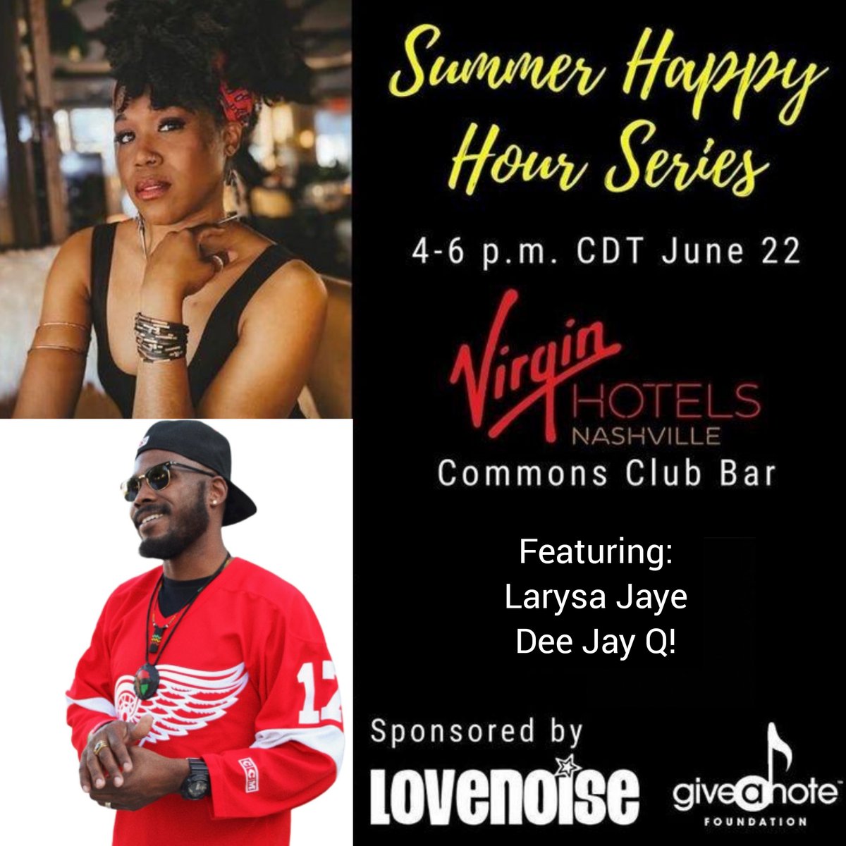 We’re excited to host the Summer Happy Hour Series with @virginhotelsNSH! These FREE events kick off June 22 with Larysa Jaye and Dee Jay Q. 

Thanks to @lovenoise for sponsoring the first event!

More info and to register: https://t.co/NdOT1oI7rb

#MusicEdMatters https://t.co/DGYc1AuC8i