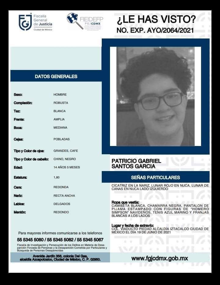 Ayúdame POR FAVOR a difundir para localizar a PATRICIO GABRIEL SANTOS GARCÍA, hijo de dos grandes y queridos amigos.

Les pido su solidaridad. 🙏