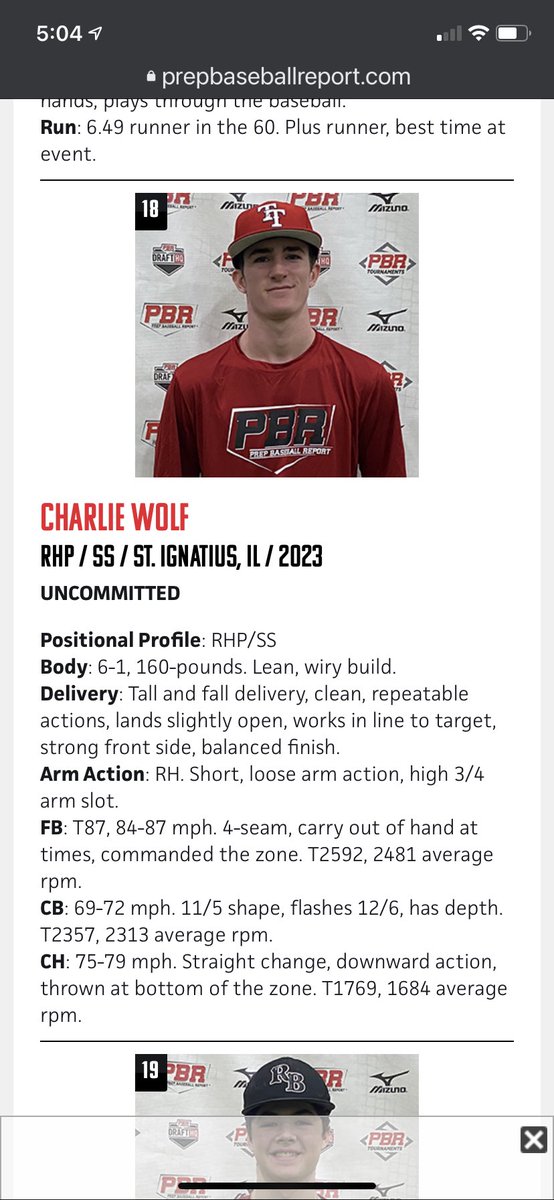 cwwolf08's tweet photo. Thank you @PBRIllinois for the recognition as a top 20 prospect overall at the #UnderclassInvitational @TopTierBaseball https://t.co/sIVEDqkWBj