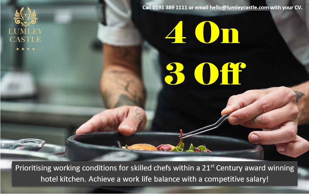 It’s been an ambition at Lumley for quite some time to prioritise the working conditions of chefs. Chuck in Brexit/Covid &amp; the time has never been better to change things for good. We’re looking for chefs at all levels who can fill our rota to make this work. DM me for more info.
