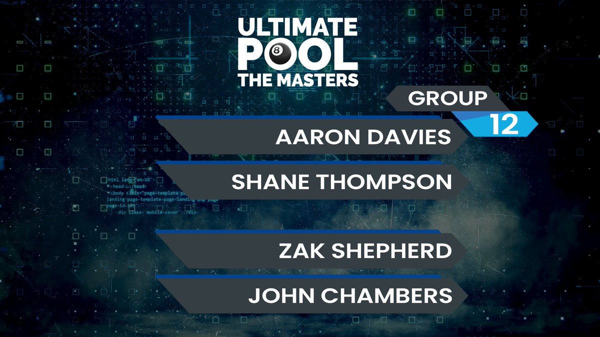 The Ultimate Pool Masters continues tomorrow evening! 💪

Group 1️⃣2️⃣ is sure to be a cracker 😍

Who have you got? 

#UltimatePoolMasters