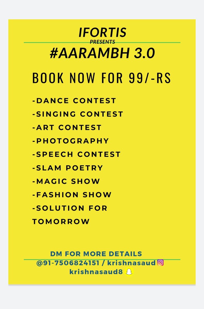 Hello friends, I would like to invite you for #aarmabh3 by @ifortisworld. Fill this link for assistance: docs.google.com/forms/d/e/1FAI… #ifortis #aarambh3 #aarambh #events #DigitalMarketing #ifortisworldwide #Dance #music #artpostor #photography #Speech #poetry #magicshow #fashion