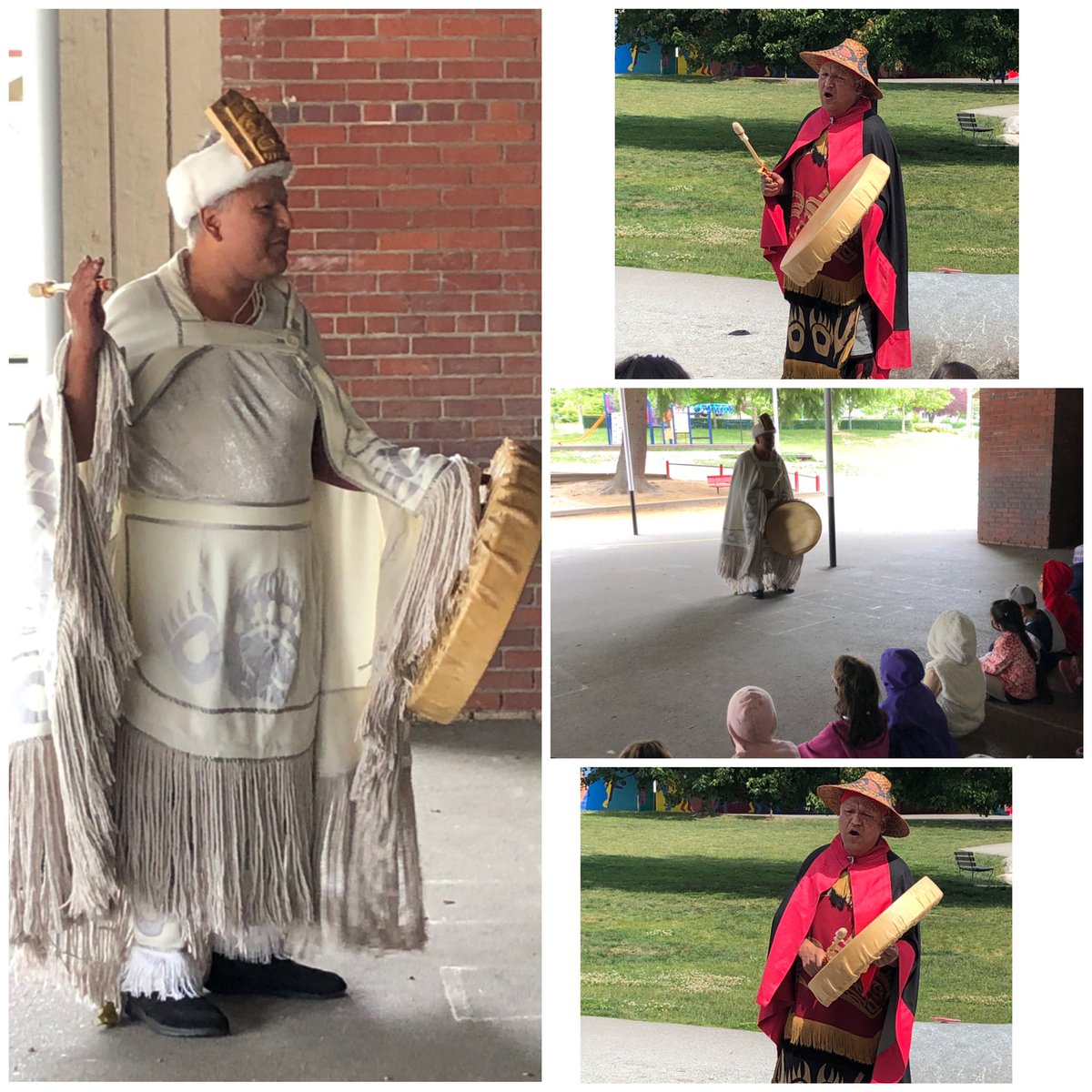 HendersonEleme1's tweet photo. Thank you to Henderson Community member Niis Mious,Travis Angus, from the Nisga’a Nation for sharing songs and stories with our kindergarten and grade one learning cohorts this past week. We raise our hands in gratitude for the lessons. #StrongerTogether #IndigenousHistoryMonth https://t.co/SF7MuFIR2L