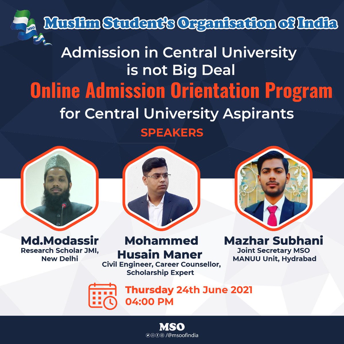 mso_west's tweet photo. #MSO going to organise Admission orientation program for Central Universities. #AMU #JMI #MANUU #BHU #JNU #HCU #AU https://t.co/UX6RSM2vvP