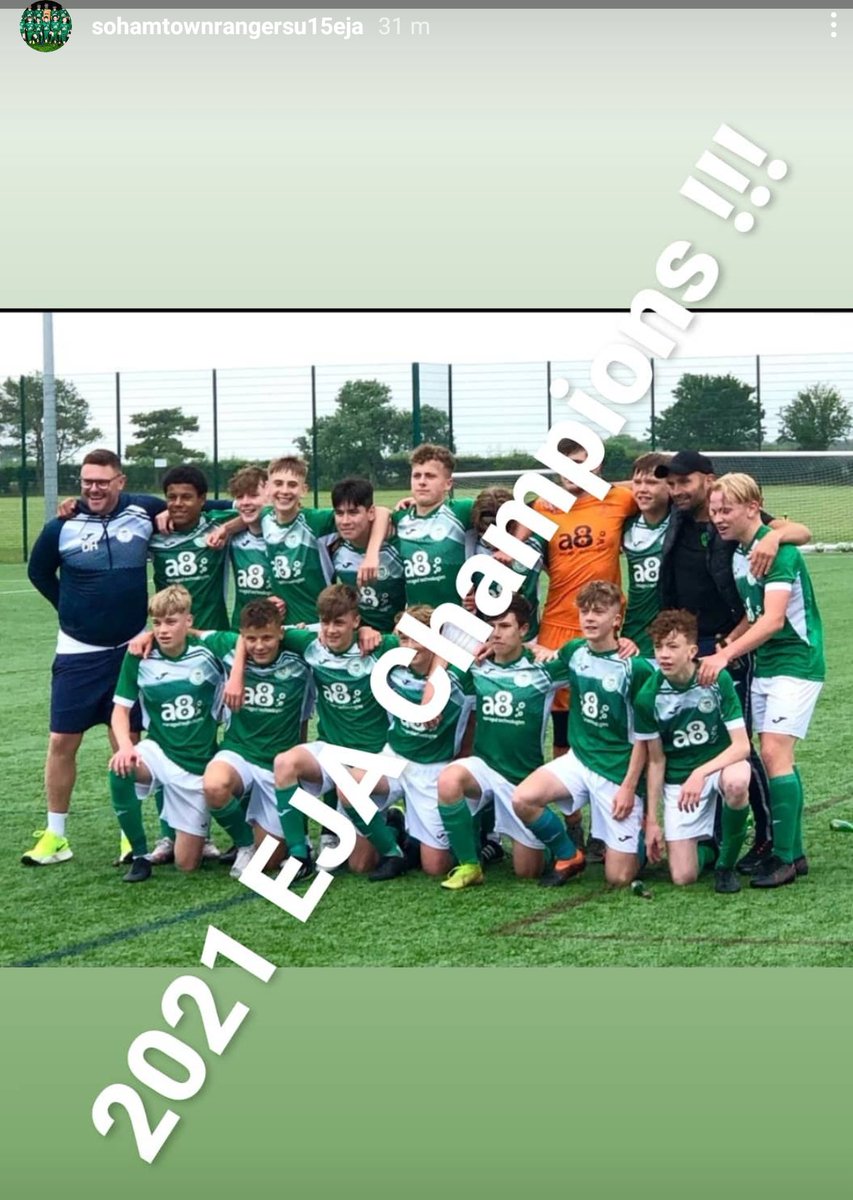 Congratulations to <a href="/SohamEja/">Soham Town Rangers EJA U16 2021/22</a>, who today claimed the <a href="/EJALeague/">EasternJnrAlliance</a> u15 League title

Well done to everyone involved
🏆⚽🏆⚽🏆
