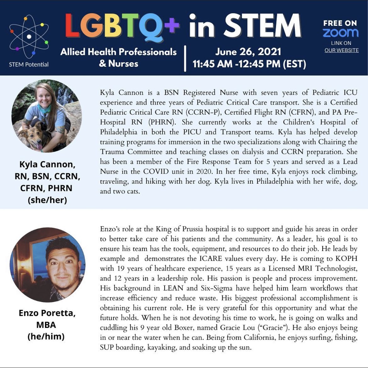 STEMPotential's tweet image. ‼️Full program schedule and speaker biographies are up now! Here are the bios for our 1st &amp;amp; 2nd session speakers! Link in bio for more‼️ #STEMPotential #STEM #LGBTQ